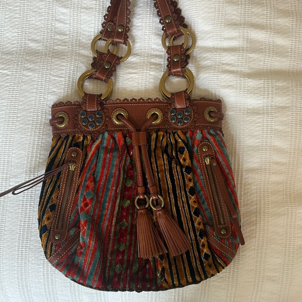 Isabella Fiore, Italian leather shoulder bag studded vintage — never worn.